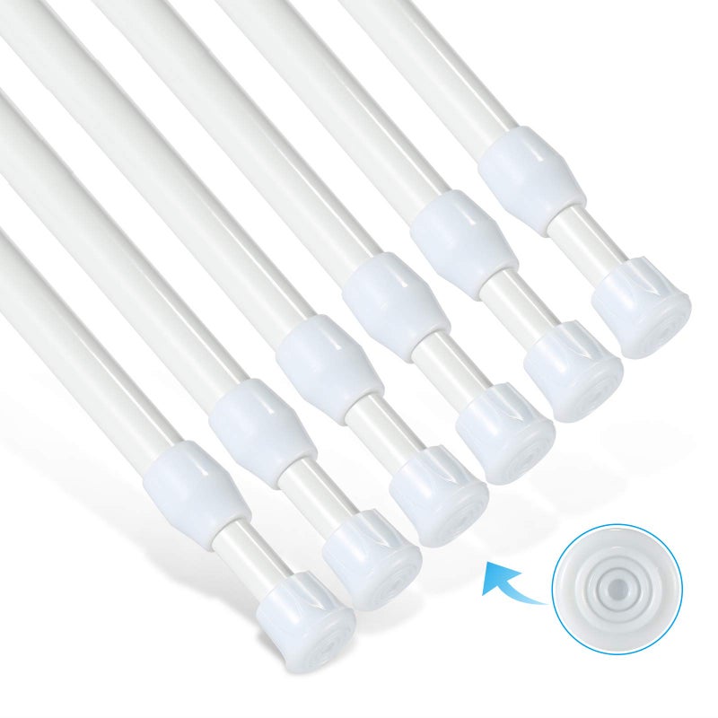 Goowin 6Pcs Tension Rod, Goowin Tension Rods for Windows, No Drilling Rustproof Spring Adjustable Tension Curtain Rod for Doors, Windows, Wardrobe Bars, Drying Support Rods (White, 28-48 inch) - Image 1
